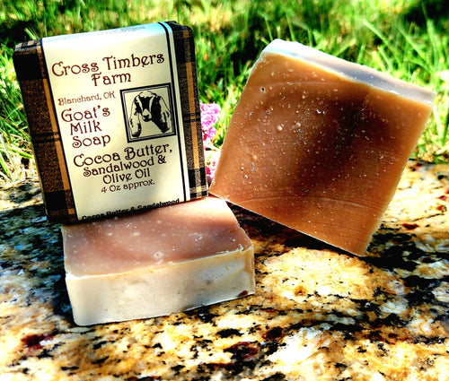 Cocoa Butter, Sandalwood and Olive Oil Goats Milk Soap 4oz