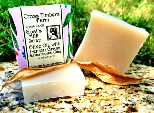 Olive Oil with Lemon Grass Essential Oil and Australian Clay Goats Milk Soap 4oz