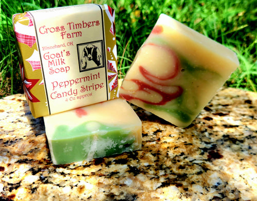 Peppermint Candy Stripe Goats Milk Soap 4oz