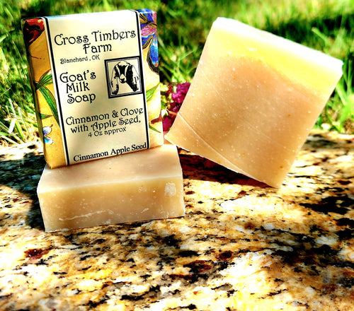 Cinnamon and Clove Oil with Flax and Apple Seed Meal Goats Milk Soap 4oz